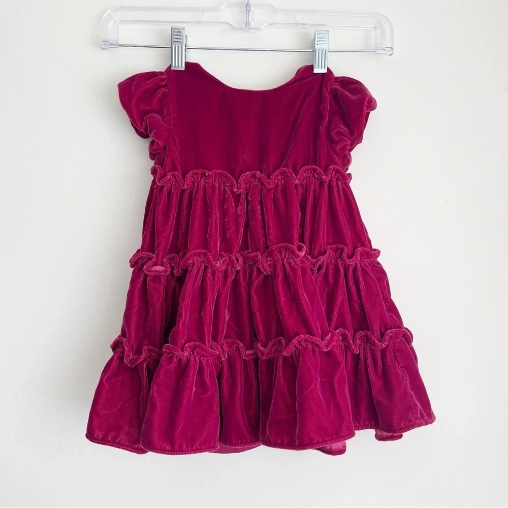 Janie and Jack velvet Dress tiered red Christmas holiday photoshoot fancy formal